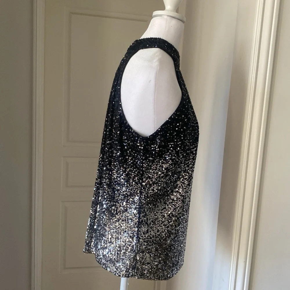 Cable & Gauge Black and Silver Sequin Halter Blouse - Picture 3 of 5